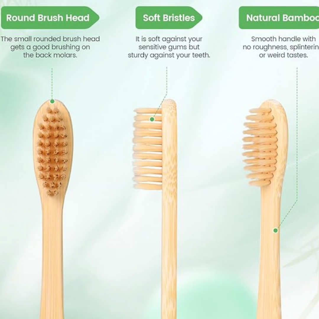 2 Pcs Bamboo Toothbrush