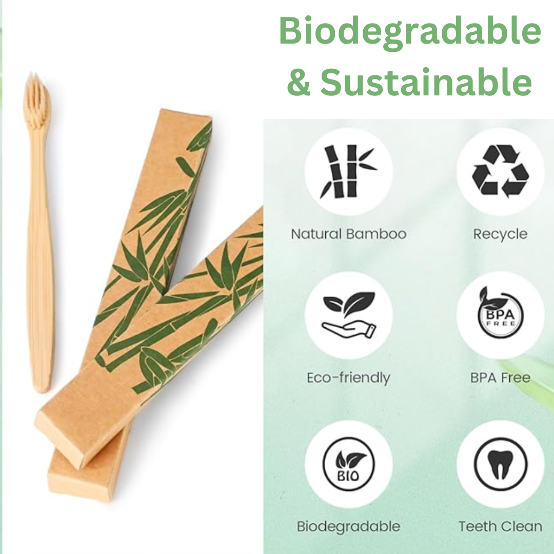 2 Pcs Bamboo Toothbrush