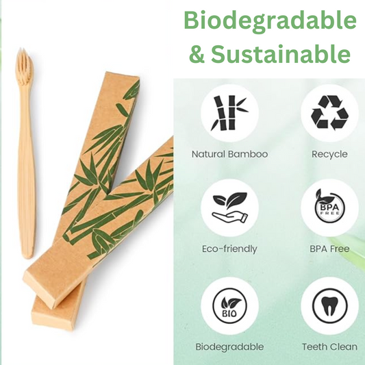 2 Pcs Bamboo Toothbrush